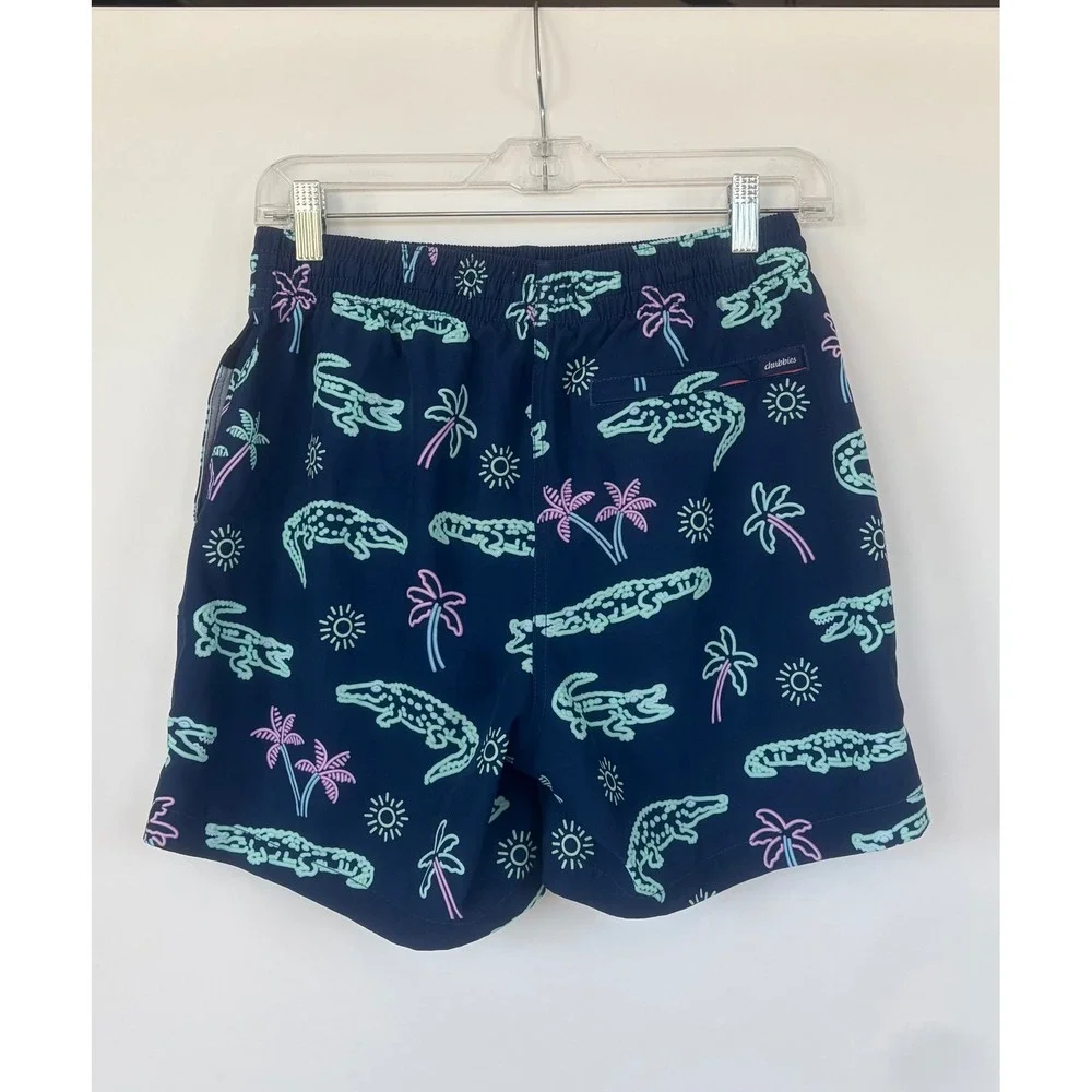 Chubbies Mens Swim Trunks Navy Neon Alligator Palm Tree Print Shorts  M - Picture 2 of 6